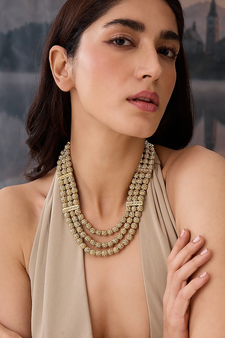 Gold Plated Jadau Necklace by Paisley Pop at Pernia's Pop Up Shop
