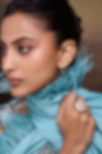 Gold Finish Kundan Polki Adjustable Floral Ring by Paisley Pop at Pernia's Pop Up Shop