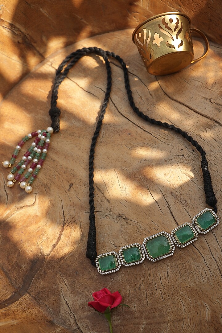 Gold Finis Turquoise Onyx & Kundan Polki Choker Necklace by Paisley Pop at Pernia's Pop Up Shop
