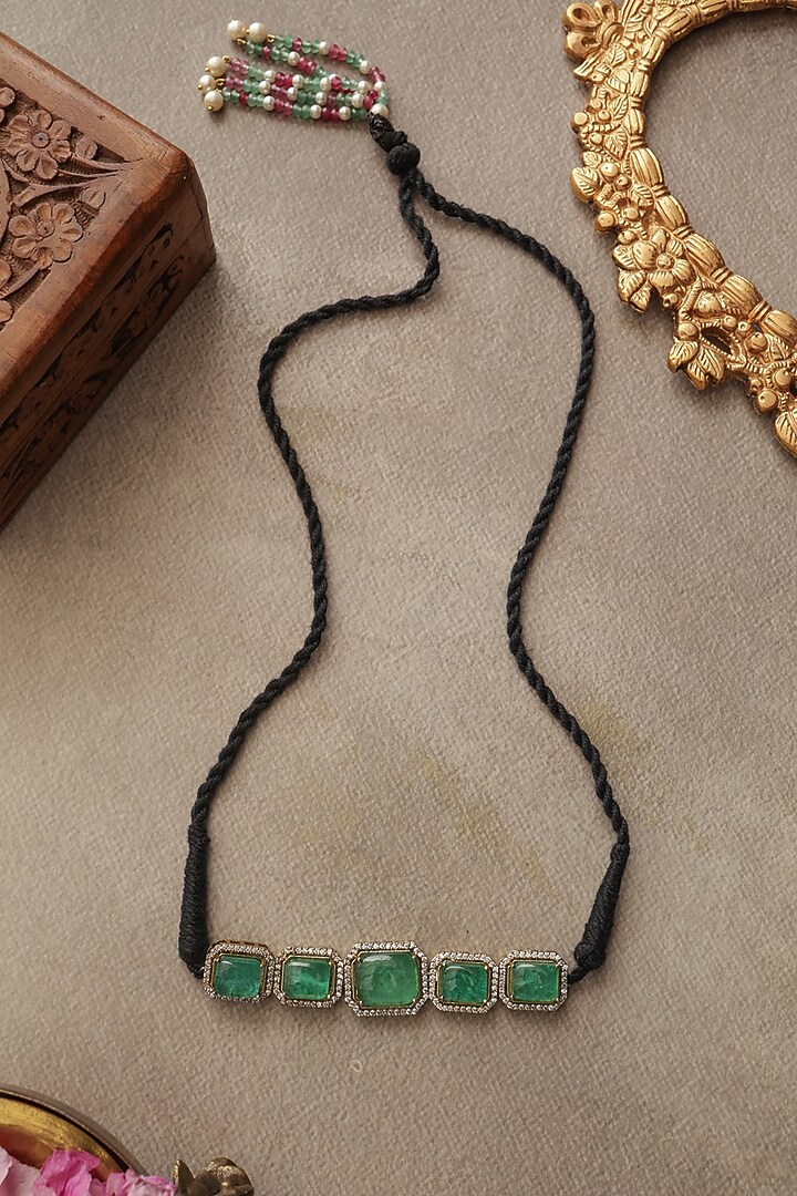 Gold Finis Turquoise Onyx & Kundan Polki Choker Necklace by Paisley Pop at Pernia's Pop Up Shop