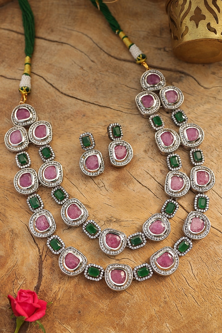 Gold Finish Kundan Polki & Pearl Necklace Set by Paisley Pop at Pernia's Pop Up Shop