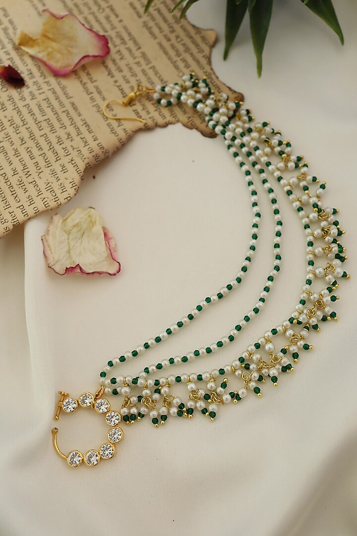 Gold Finish Kundan Polki Nose Pin by Paisley Pop at Pernia's Pop Up Shop
