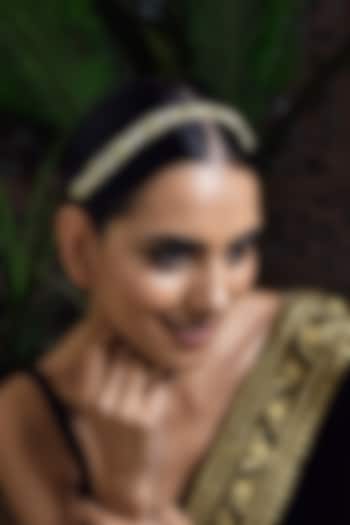 Gold Finish Pearls & Kundan Headband by Paisley Pop at Pernia's Pop Up Shop