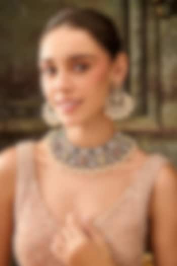 Gold Plated Kundan Polki & Multi-Colored Stone Necklace Set by Paisley Pop at Pernia's Pop Up Shop