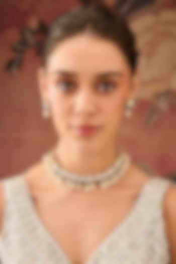 Gold Plated Kundan Polki & Pearl Necklace Set by Paisley Pop at Pernia's Pop Up Shop