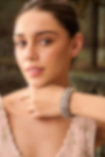 Gold Plated Kundan Polki & Cubic Zirconia Bangle by Paisley Pop at Pernia's Pop Up Shop