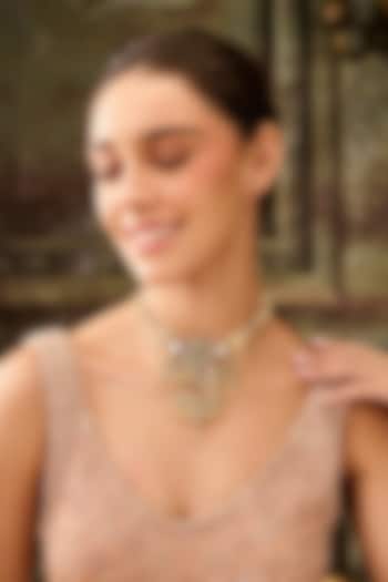 Gold Plated Kundan Polki & Pearl Necklace by Paisley Pop at Pernia's Pop Up Shop