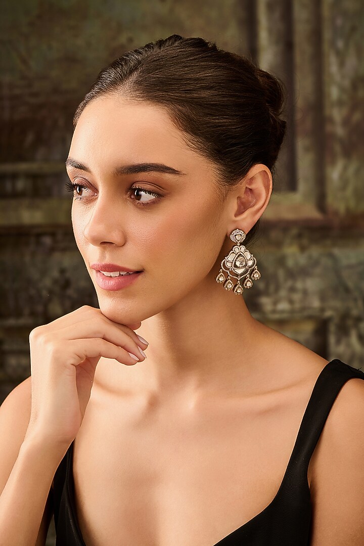 Gold Plated Kundan Polki & Mother Of Pearl Earrings by Paisley Pop at Pernia's Pop Up Shop