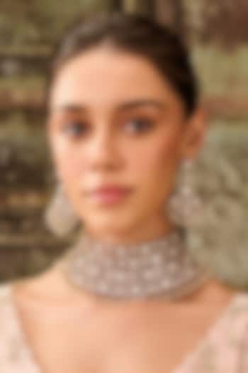 Gold Plated Kundan Polki & Cubic Zirconia Necklace Set by Paisley Pop at Pernia's Pop Up Shop