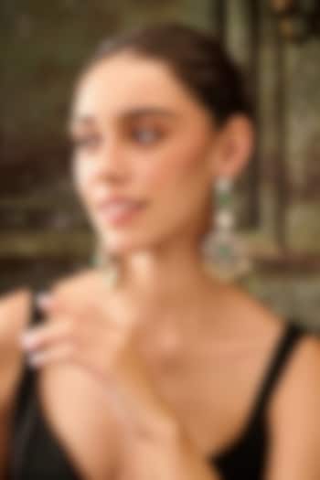 Gold Plated Kundan Polki & Mint Fluorite Stone Dangler Earrings by Paisley Pop at Pernia's Pop Up Shop