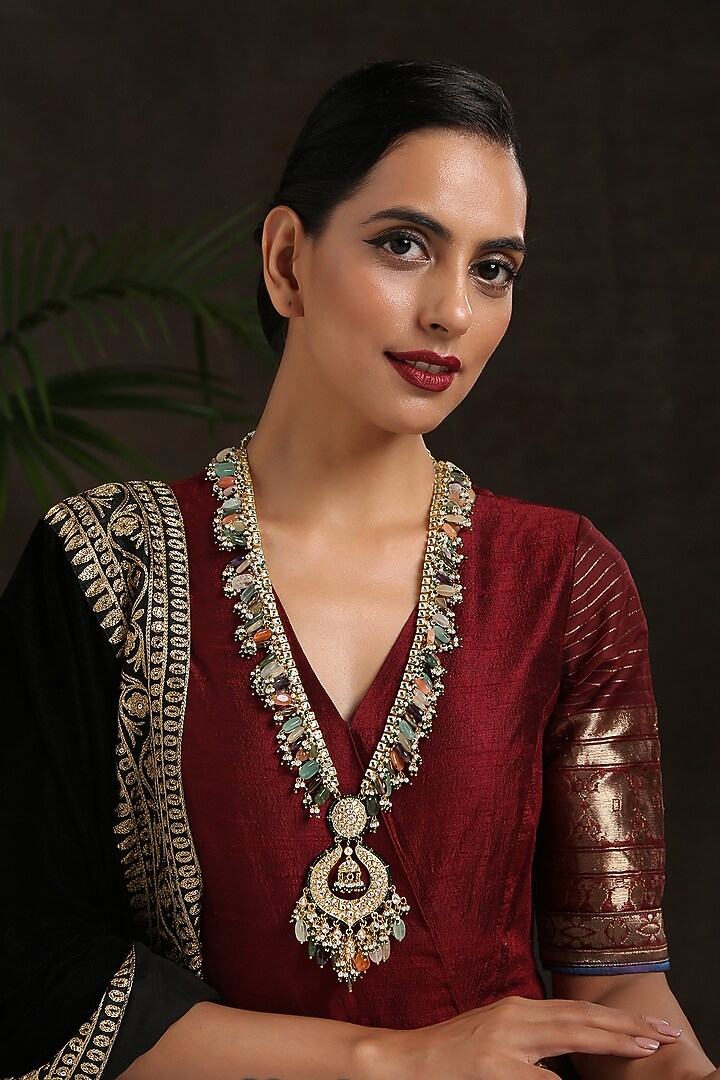 Gold Finish Tumble Stones Necklace by Paisley Pop at Pernia's Pop Up Shop