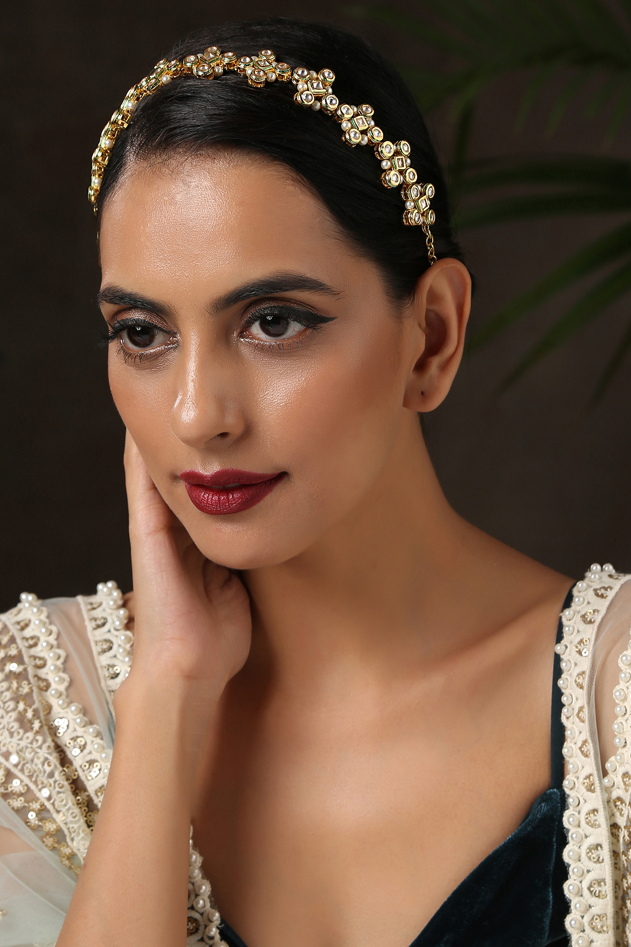 Gold Finish Shell Pearl Matha Patti by Paisley Pop