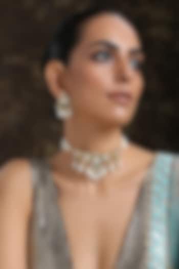 Gold Plated Shell Pearl Choker Necklace Set by Paisley Pop at Pernia's Pop Up Shop