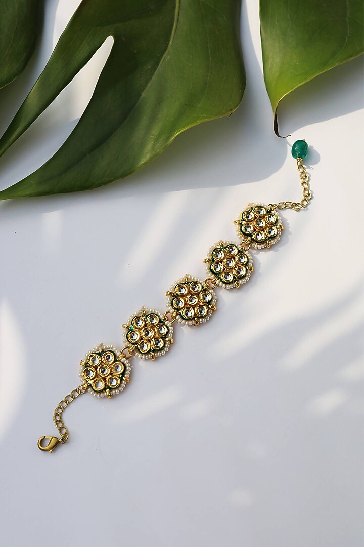 Gold Plated Shell Pearl Bracelet by Paisley Pop at Pernia's Pop Up Shop