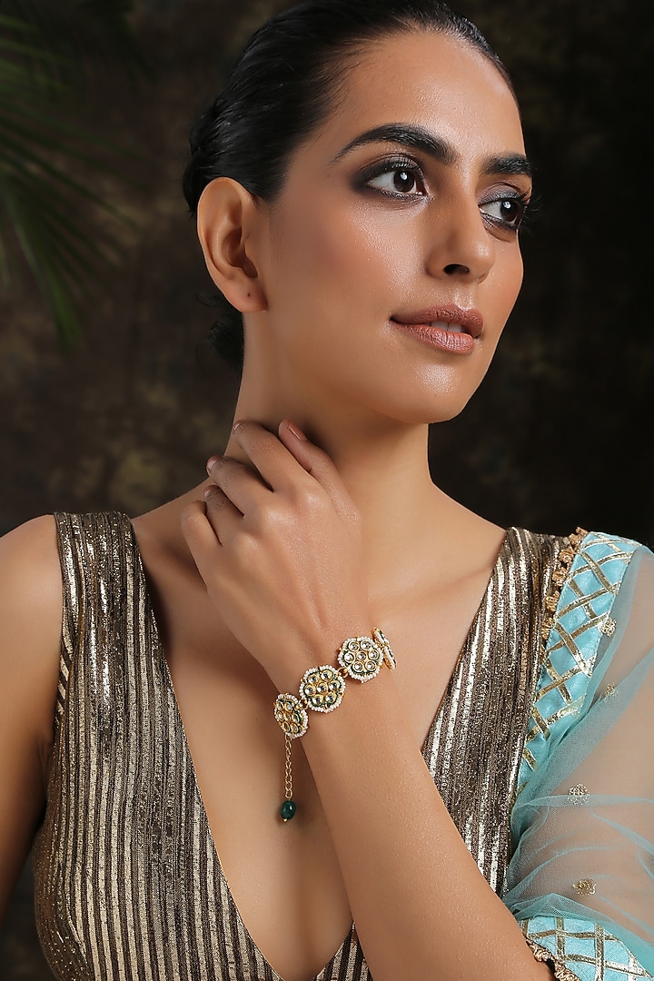 Gold Plated Shell Pearl Bracelet by Paisley Pop at Pernia's Pop Up Shop