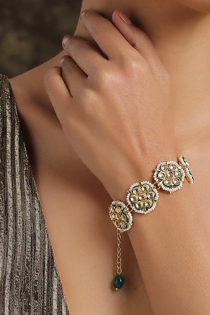 Gold Plated Shell Pearl Bracelet by Paisley Pop at Pernia's Pop Up Shop