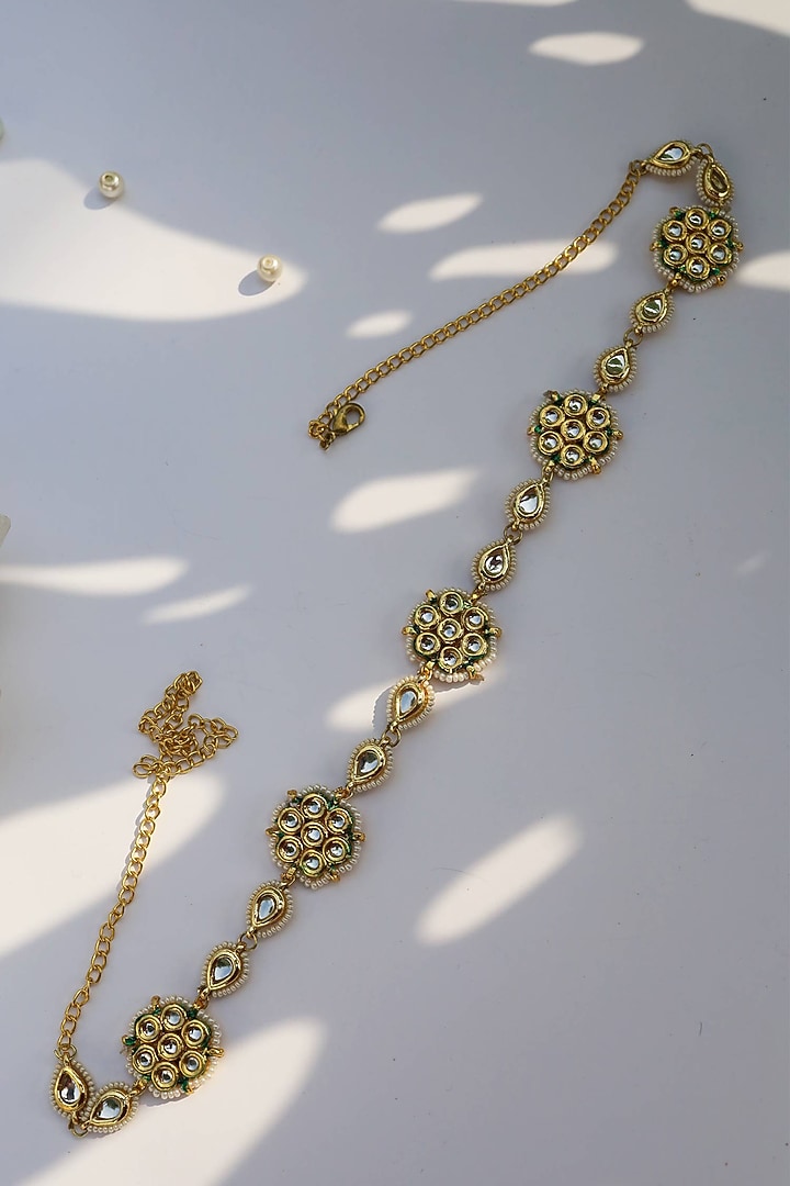 Gold Finish Kundan Polki Matha Patti by Paisley Pop at Pernia's Pop Up Shop