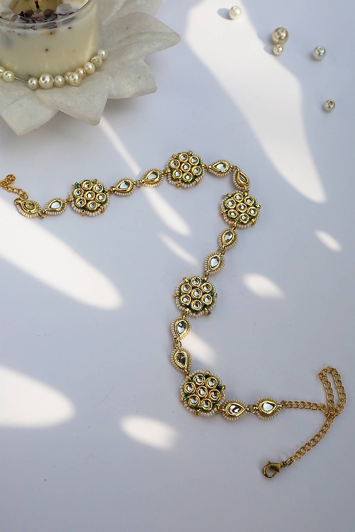 Gold Finish Kundan Polki Matha Patti by Paisley Pop at Pernia's Pop Up Shop