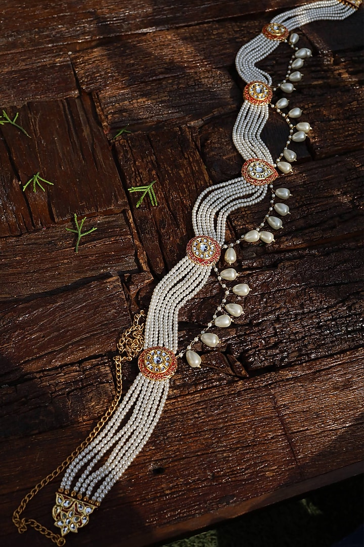 Gold Finish Meenakari Waist Belt by Paisley Pop at Pernia's Pop Up Shop