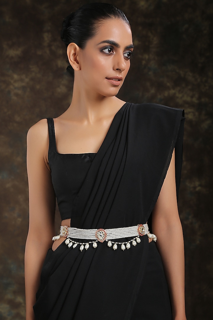 Gold Finish Meenakari Waist Belt by Paisley Pop at Pernia's Pop Up Shop