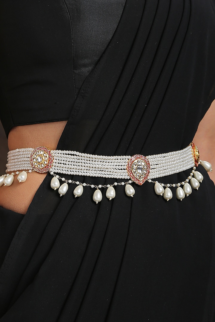 Gold Finish Meenakari Waist Belt by Paisley Pop at Pernia's Pop Up Shop