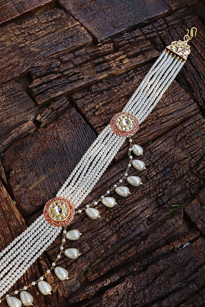 Gold Finish Meenakari Waist Belt by Paisley Pop at Pernia's Pop Up Shop