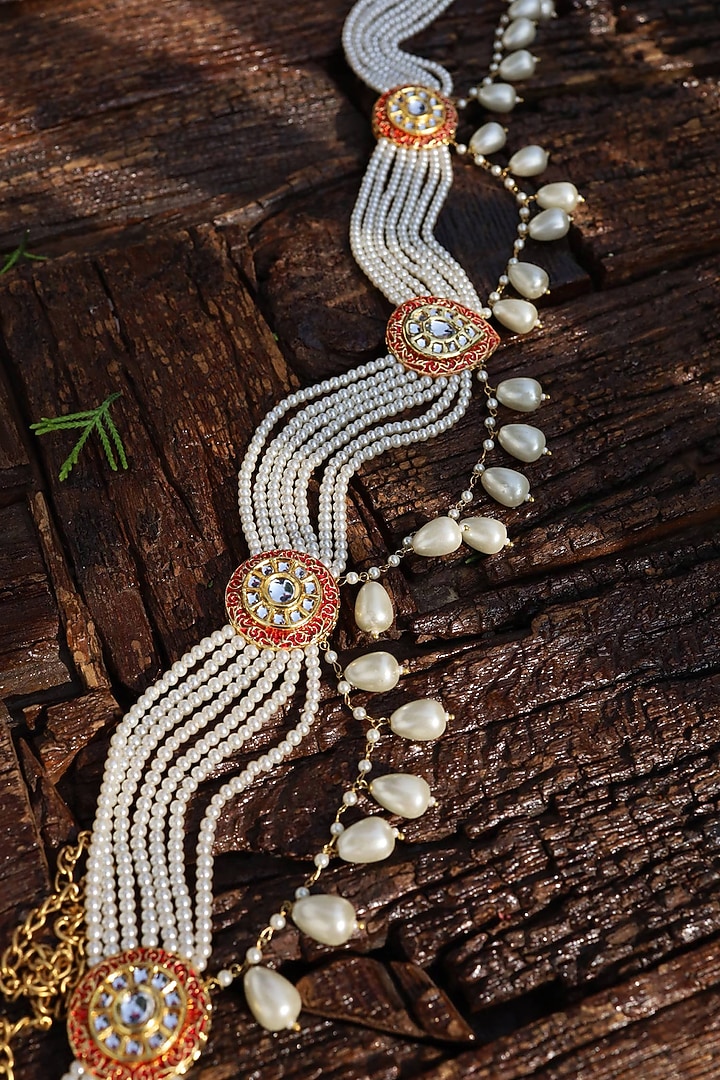 Gold Finish Meenakari Waist Belt by Paisley Pop at Pernia's Pop Up Shop
