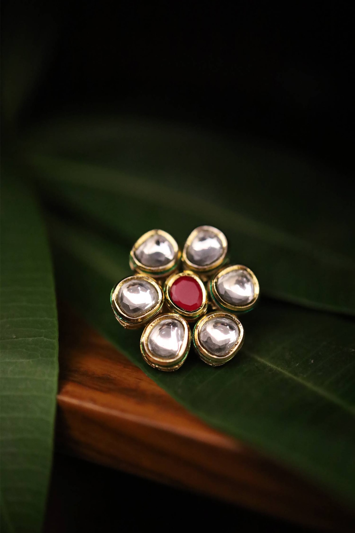 GOLD PLATED KUNDAN LOOK ADJUSTABLE RING – Sanvi Jewels