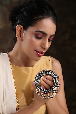 Gold Finish Meenakari Bangle by Paisley Pop