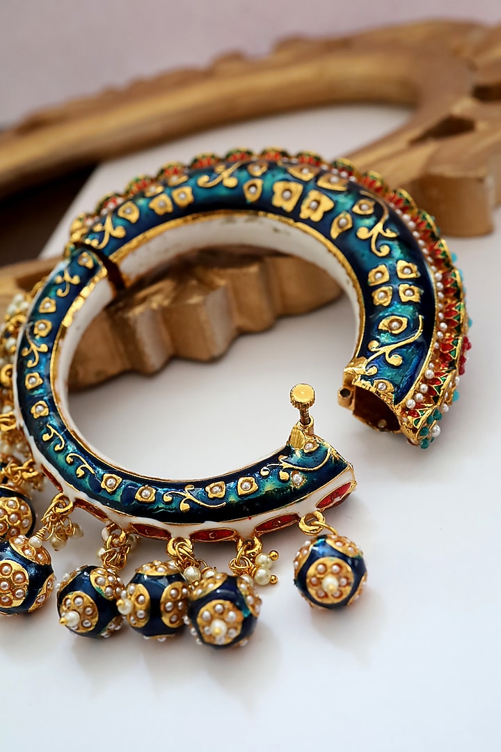Gold Finish Meenakari Bangle by Paisley Pop at Pernia's Pop Up Shop