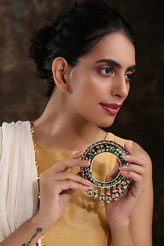 Gold Finish Hand Painted Meenakari Bangle by Paisley Pop