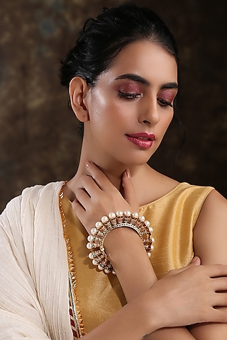 Gold Finish Meenakari Bangle by Paisley Pop