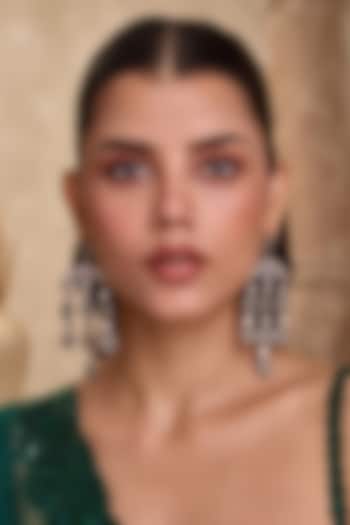 Gold Finish Kundan Polki & Green Jadau Stone Chandelier Earrings by Paisley Pop at Pernia's Pop Up Shop