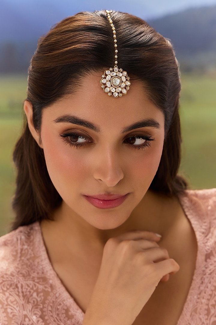 Gold Plated Kundan Polki Maangtikka by Paisley Pop at Pernia's Pop Up Shop