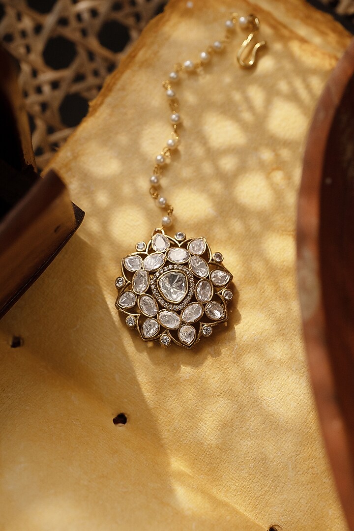 Gold Plated Kundan Polki Maangtikka by Paisley Pop at Pernia's Pop Up Shop