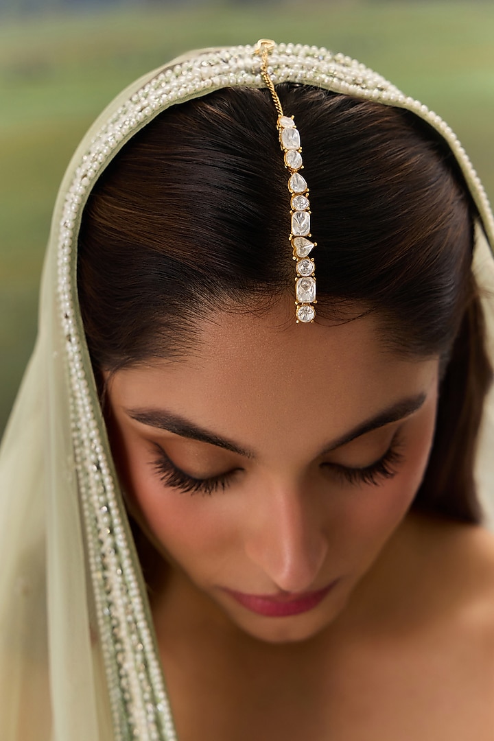 Gold Plated Kundan Polki Maangtikka by Paisley Pop at Pernia's Pop Up Shop
