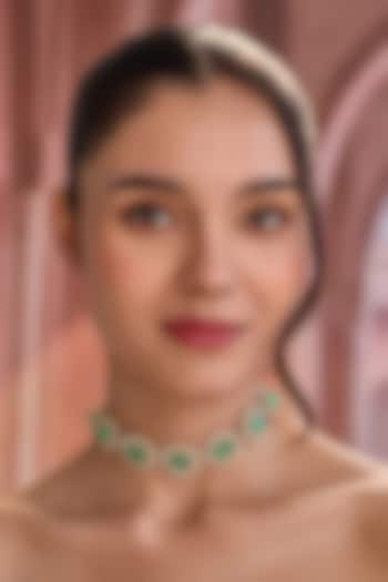 Gold Plated Kundan Polki & Mint Stone Choker Necklace by Paisley Pop at Pernia's Pop Up Shop