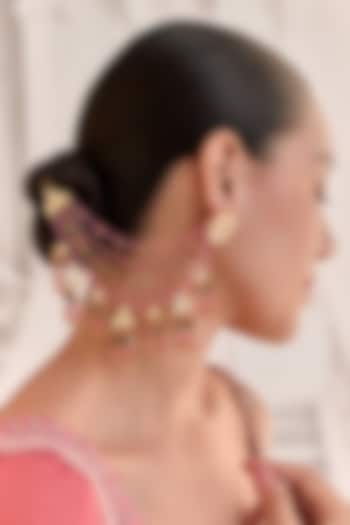 Gold Plated Kundan Polki & Multi-Colored Stone Dangler Earrings by Paisley Pop at Pernia's Pop Up Shop