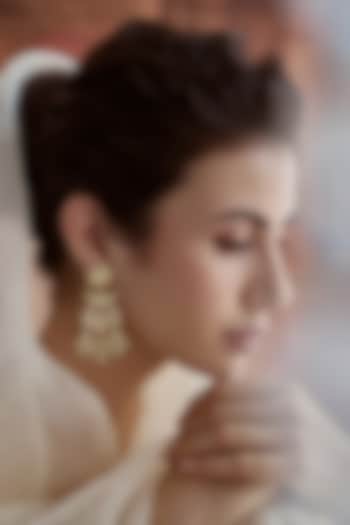 Gold Plated Kundan Polki Dangler Earrings by Paisley Pop at Pernia's Pop Up Shop
