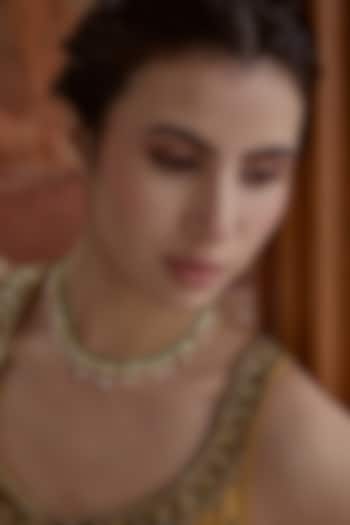 Gold Plated Kundan Polki & Pearl Necklace by Paisley Pop at Pernia's Pop Up Shop