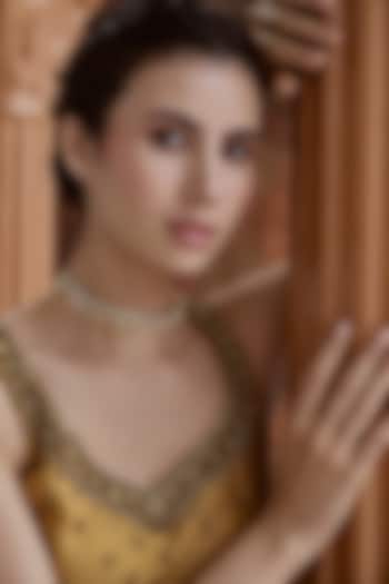 Gold Plated Kundan Polki & Pearl Choker Necklace by Paisley Pop at Pernia's Pop Up Shop