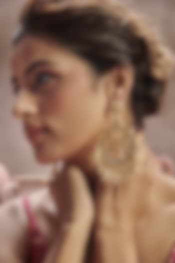 Gold Finish Handcrafted Chandbali Earrings by Paisley Pop at Pernia's Pop Up Shop