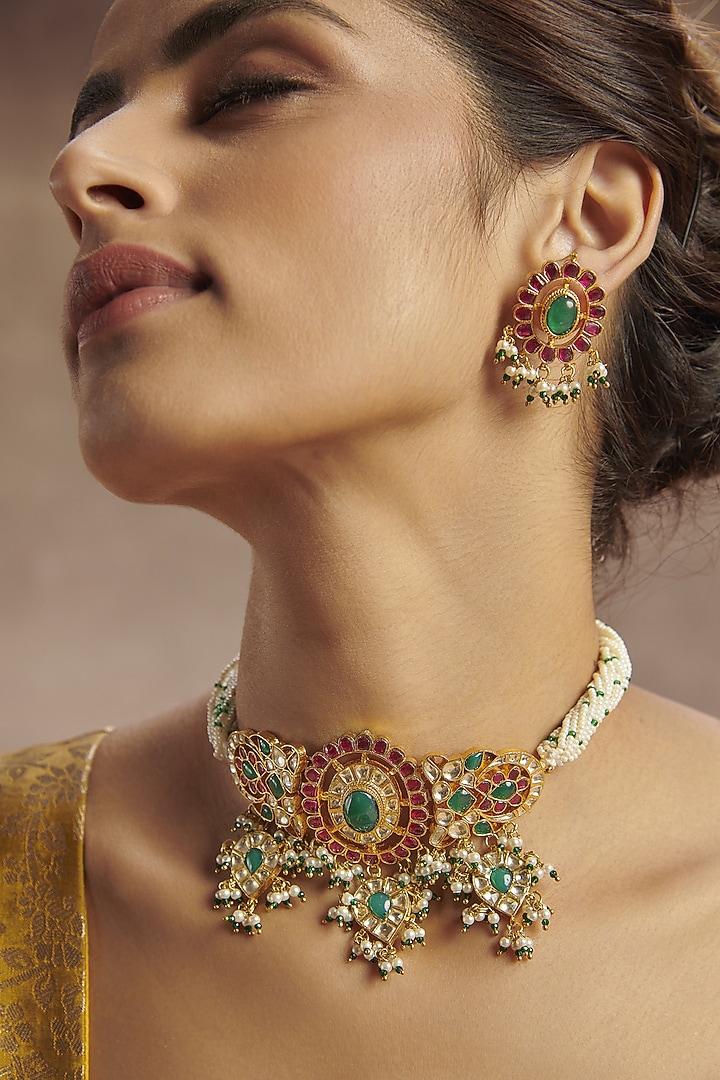 Gold Plated Handcrafted Necklace Set by Paisley Pop at Pernia's Pop Up Shop