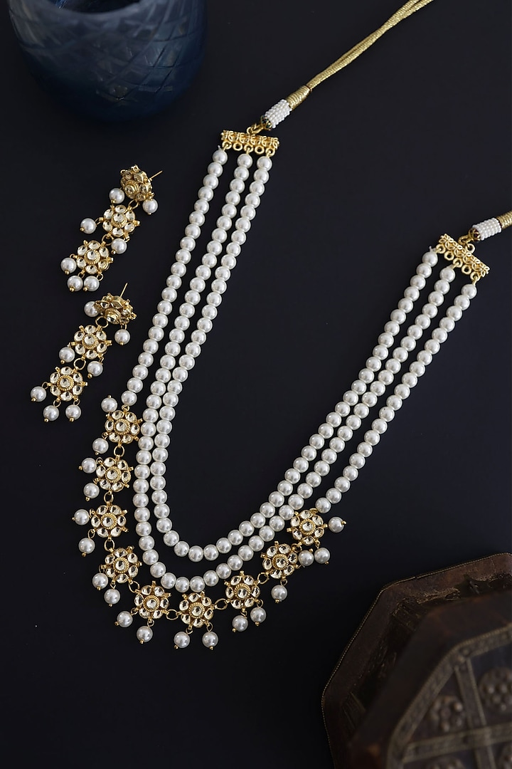 Gold Finish Handcrafted Necklace Set by Paisley Pop at Pernia's Pop Up Shop
