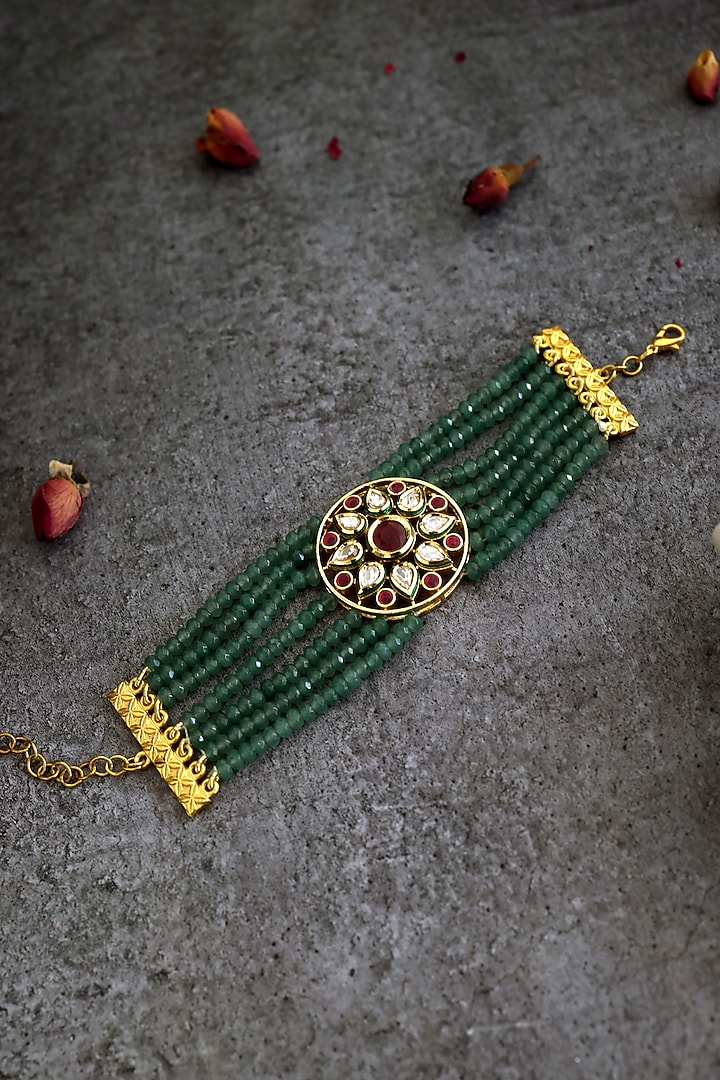 Gold Finish Natural Stone Bracelet by Paisley Pop at Pernia's Pop Up Shop