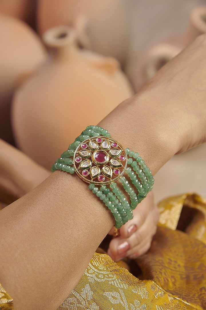 Gold Finish Natural Stone Bracelet by Paisley Pop at Pernia's Pop Up Shop