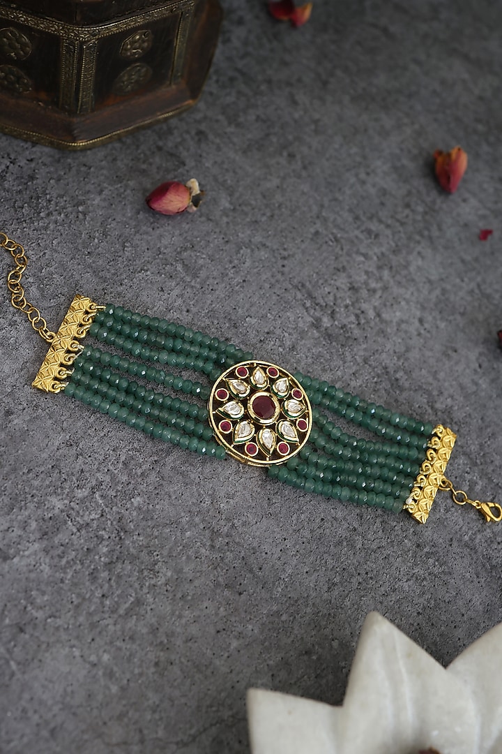 Gold Finish Natural Stone Bracelet by Paisley Pop at Pernia's Pop Up Shop
