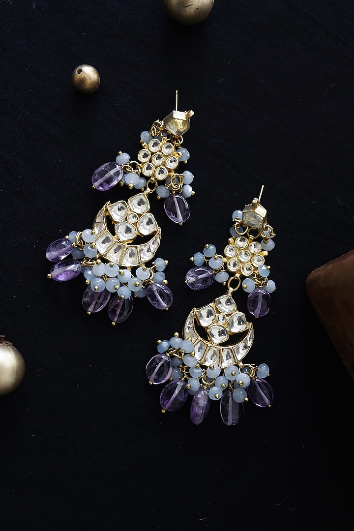 Gold Finish Handcrafted Earrings by Paisley Pop at Pernia's Pop Up Shop