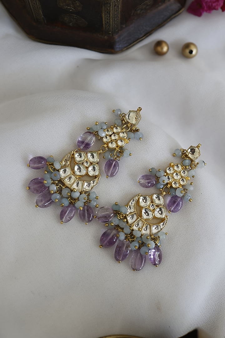 Gold Finish Handcrafted Earrings by Paisley Pop at Pernia's Pop Up Shop