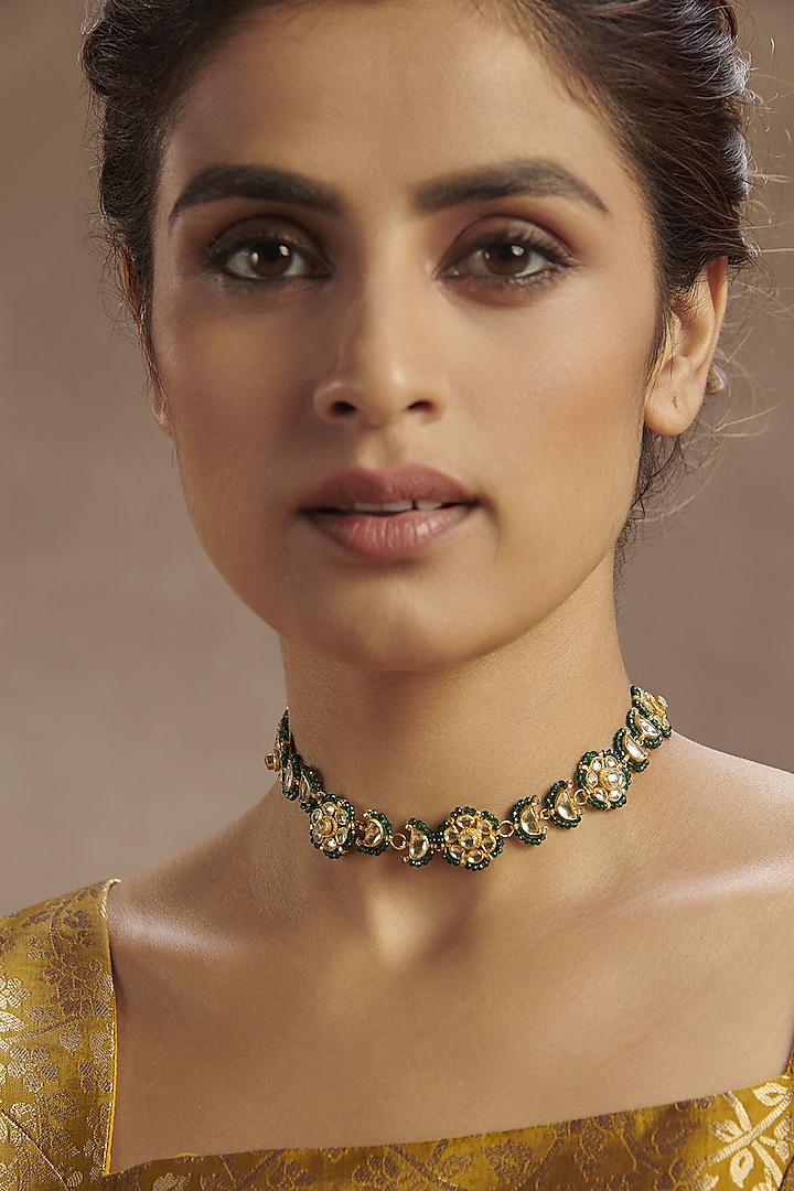 Gold Finish Handcrafted Choker Necklace by Paisley Pop at Pernia's Pop Up Shop